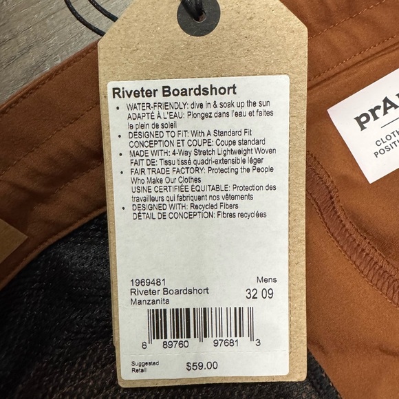 Men’s PrAna Riveter Boardshorts 32inch waist - Picture 5 of 8